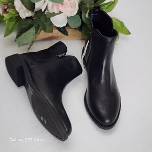 Time and Tru Black Ankle Booties with White Laces